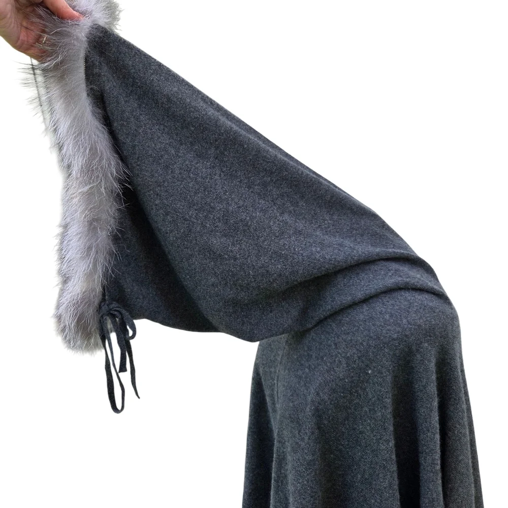 Sofia Cashmere Hooded Cowl Neck Poncho Size-One Size - Picture 8 of 16